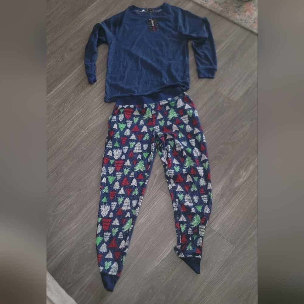 Blue and Multicolor Pajama Set